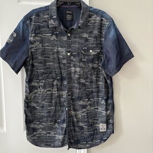 Buffalo David Bitton Blue and Gray Camo Shirt